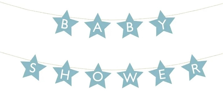 PartyDeco Girlanda Baby shower světle modrá 2,9 m
