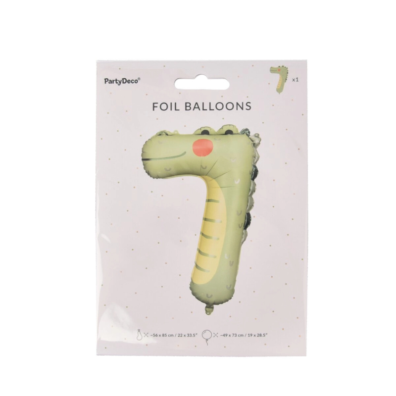 Fóliový balónek číslo 7 s krokodýlem KIDS