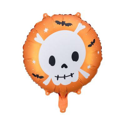 Balónek fóliový oranžový Lebka 45 cm