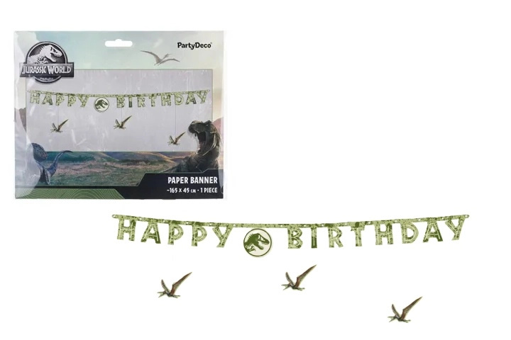 Banner Happy Birthday Jurassic World 45 × 165 cm - 1 kus
