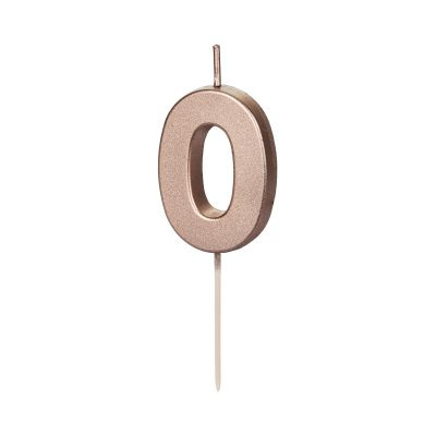 Svíčka dortová rose gold číslo 0 Albi