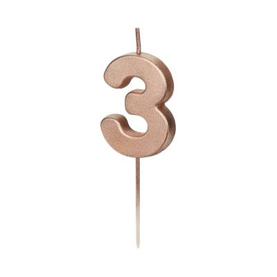Svíčka dortová rose gold číslo 3 Albi