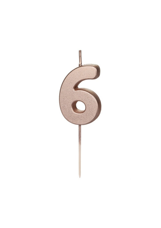 Svíčka dortová rose gold číslo 6 Albi