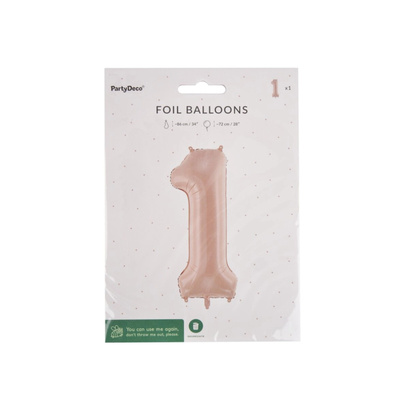 Fóliový balónek číslo 1 béžový 72 cm