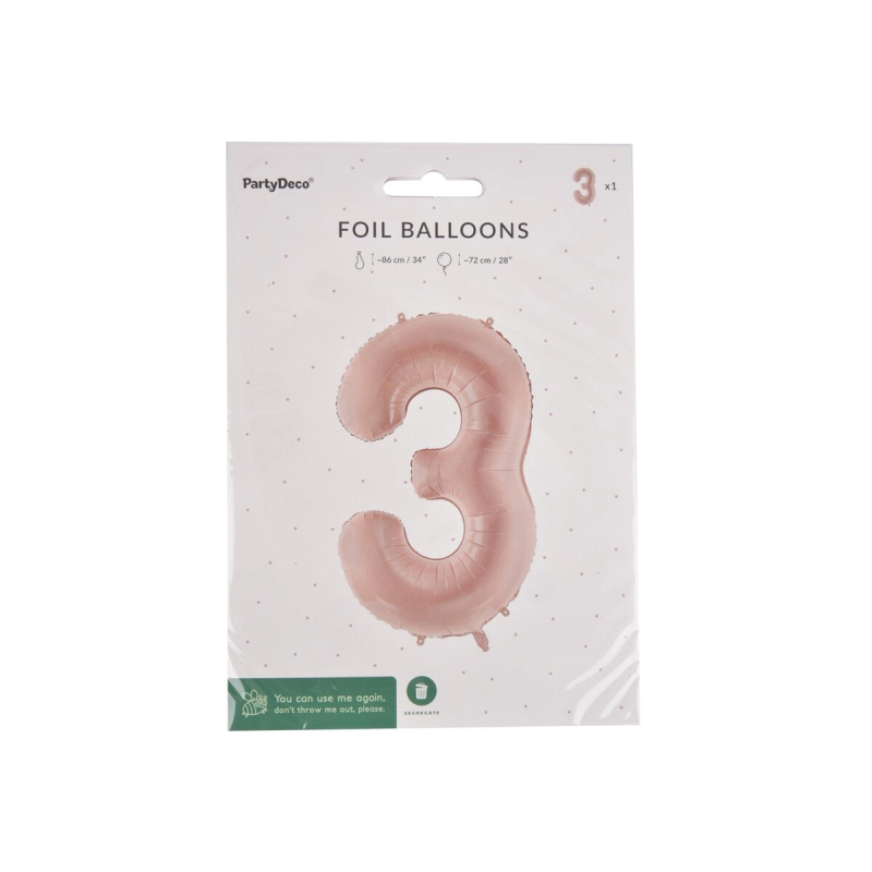 Fóliový balónek číslo 3 béžový 72 cm
