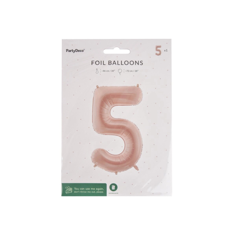Fóliový balónek číslo 5 béžový 72 cm