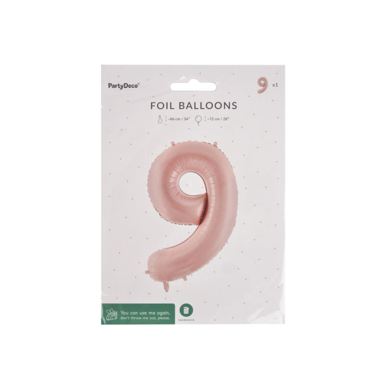 Fóliový balónek číslo 9 béžový 72 cm