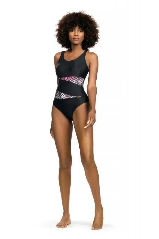 Dámské jednodílné plavky S36W19F Fashion sport  černá-růžová - Self 2XL