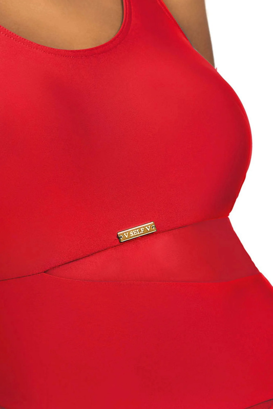 Dámské jednodílné plavky S36W 6 Fashion sport - SELF červená 3XL