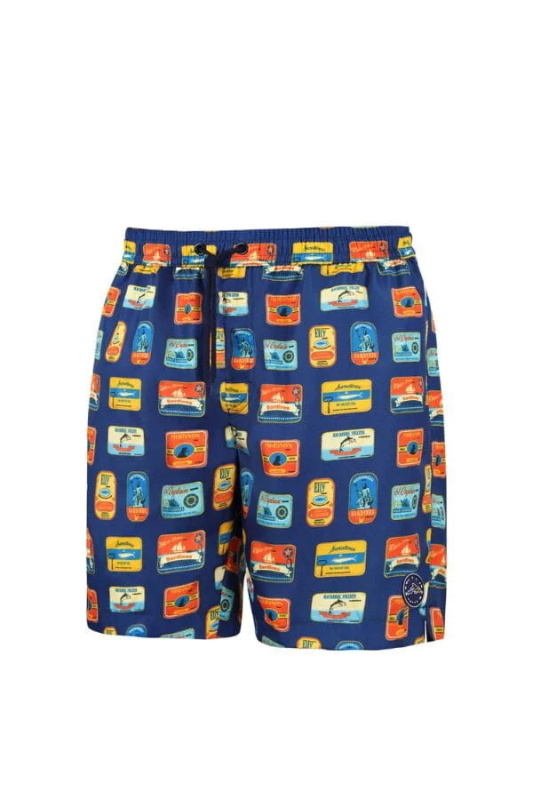 Pánské plavkové kraťasy Happy Shorts long SM29-48 Tmavě modrá mix - Self tmavě modrá - vzor 3XL