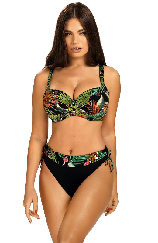 Dámské dvoudílné plavky Tahiti 5 S995TA5-2 černé s květinovým vzorem - Self  40G