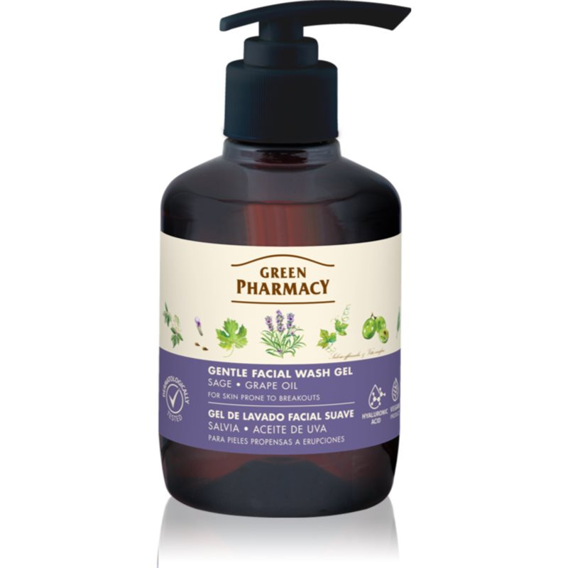 Green Pharmacy Sage & Thyme Face Wash jemný čisticí gel pro pleť se sklonem k podráždění 270 ml
