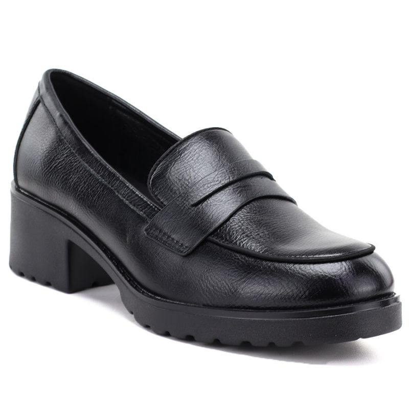Dámské polobotky – mokasíny na podpatku, černé, Potocki SZ12870 38