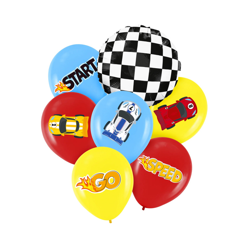 Set balónků Závodní auta - latex a fólie 7 ks Albi