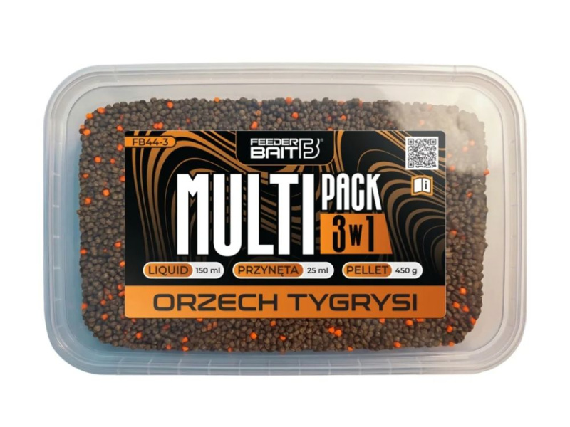 Feederbait set pelet + wafters mini twister + liquid  multipack 3w1 450 g - tygří ořech