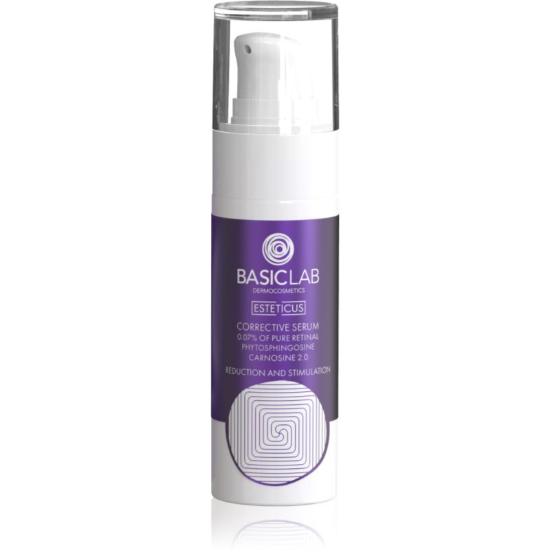 BasicLab Dermocosmetics Esteticus vyhlazující sérum pro sjednocení barevného tónu pleti 0.07% Pure Retinal 30 ml