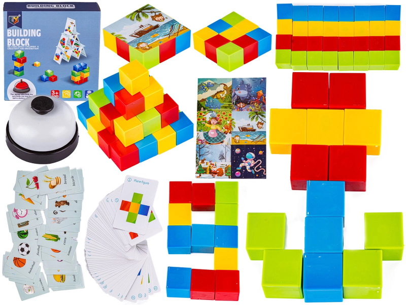 Zručnostní hra s konstrukčními kostičkami, kartami a puzzle - 1 kus