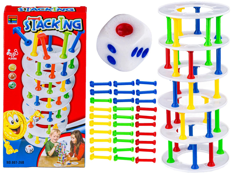 Zručnostní hra stacking barevná věž – postav věž