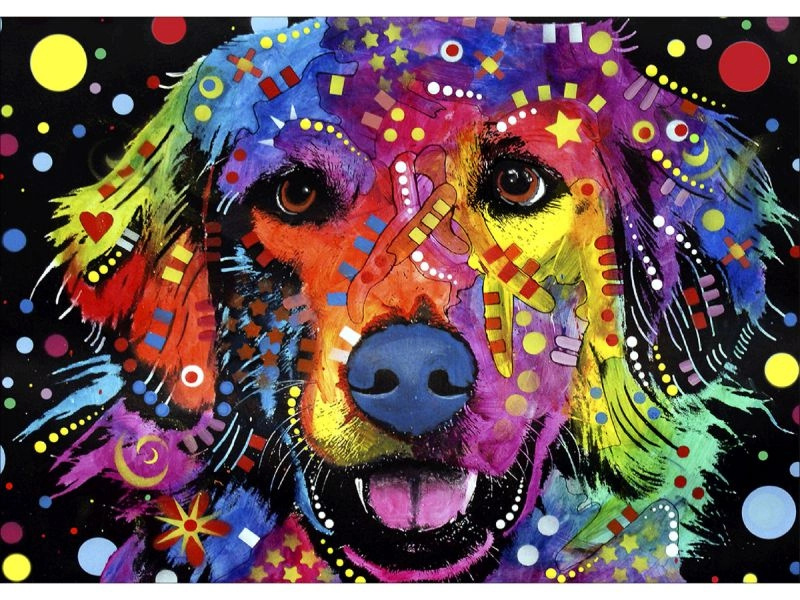 Diamantové vyšívání (diamond painting) – abstraktní pes 40 × 30 cm - 1 kus