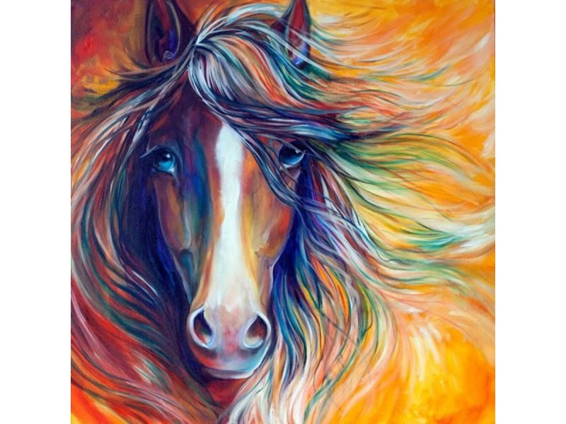 Diamantové vyšívání (diamond painting) abstraktní kůň 30 × 30 cm
