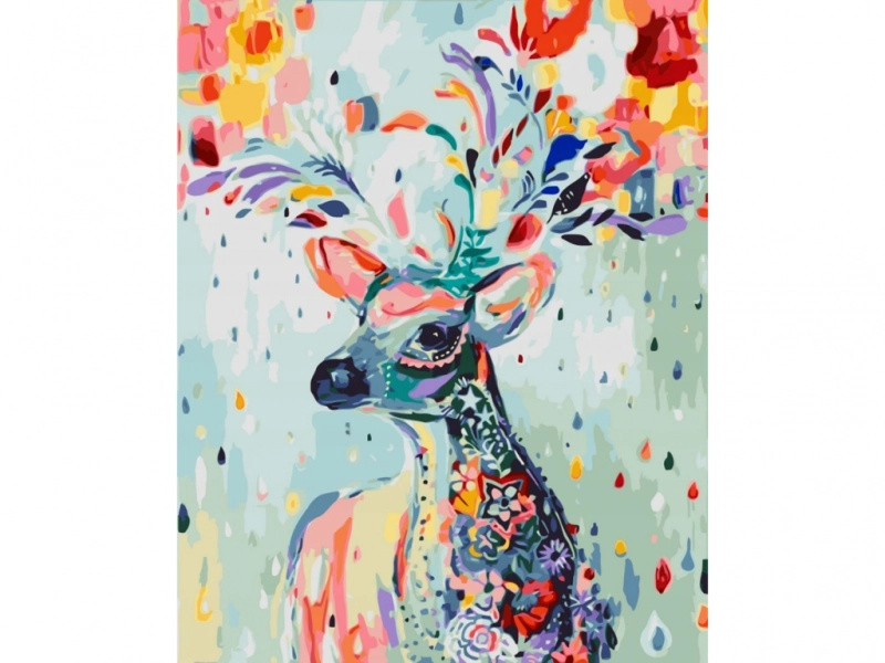 Malování podle čísel na plátně v rámu 40 × 50 cm – barevný jelen