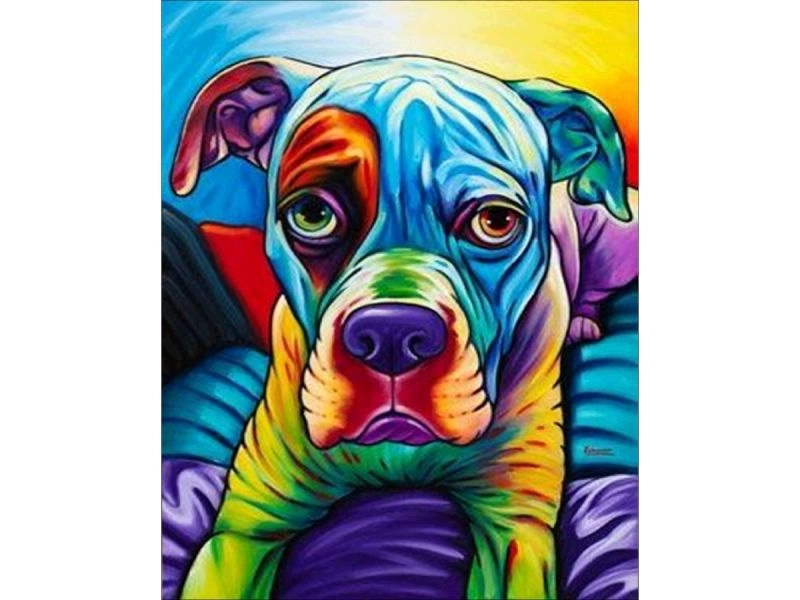 Obraz malování podle čísel na rámu 40 × 50 cm buldok – barevný pes
