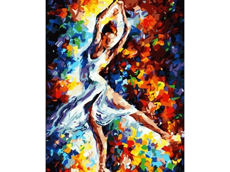 Obraz k malování podle čísel v rámu 40 × 50 cm – baletka v barvě