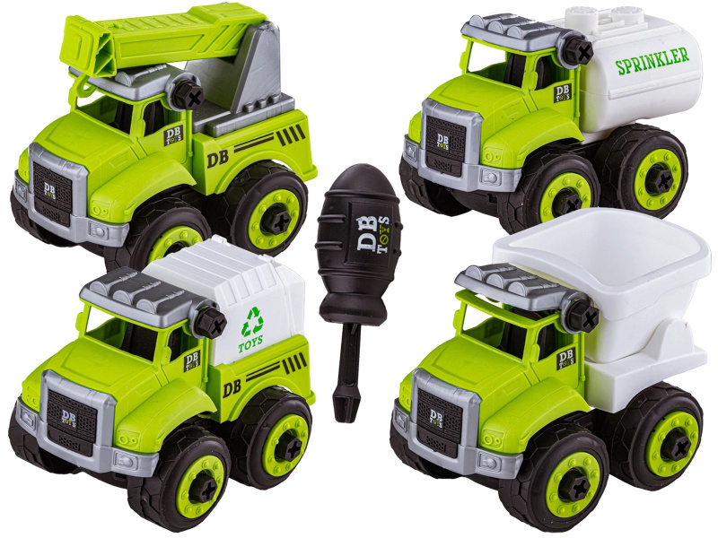 Rozebíratelné stavební vozy DB Toys 4v1 (36 dílů, 4 vozidla)