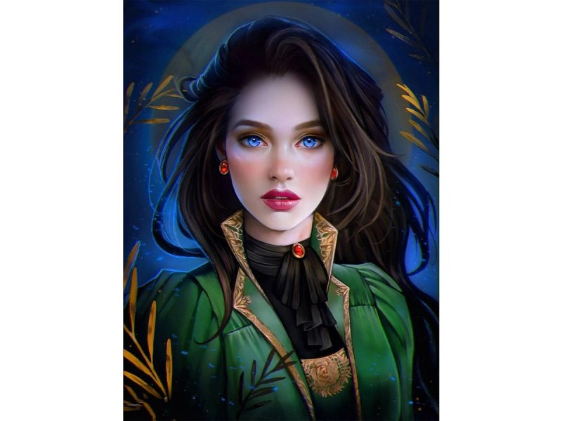 Diamantové vyšívání (diamond painting) modrooká dívka 30 × 40 cm - 1 kus
