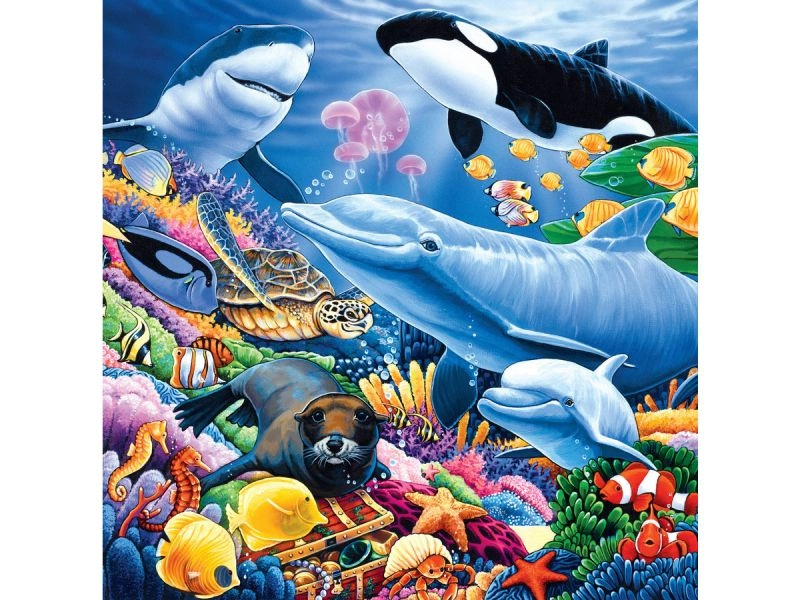 Diamantové vyšívání (diamond painting) podmořský svět 30 × 30 cm