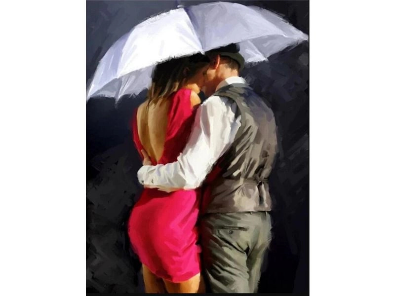 Diamantová mozaika (diamond painting) Pod deštníkem 30 × 40 cm - 1 kus