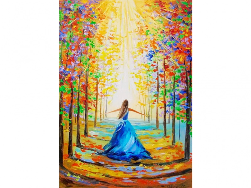 Obraz na plátně k malování podle čísel v rámu 40 × 50 cm – květinová alej