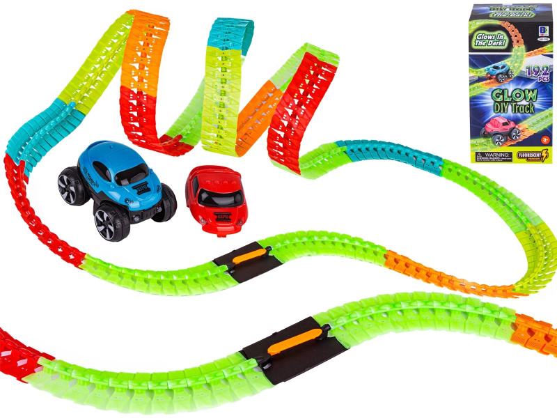 Elastická závodní autodráha se svítícími prvky (192 dílů)
