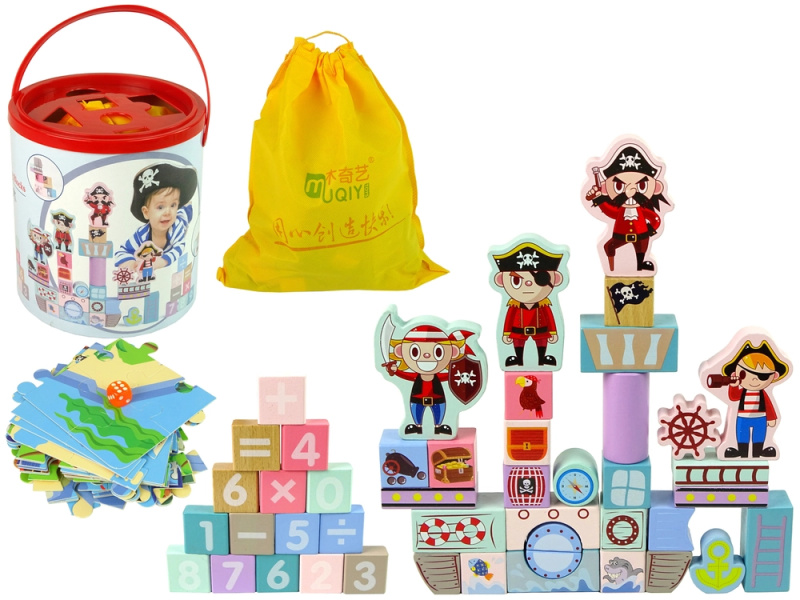 Lean Toys cihly Castle Pirátská loď 46 dílků Puzzle