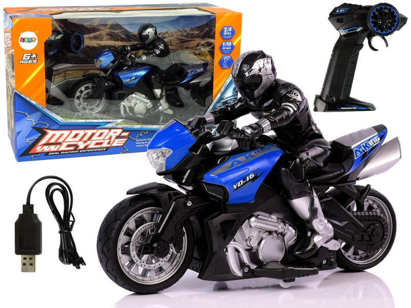 Sportovní RC motorka 2,4 GHz 1:10 modrá