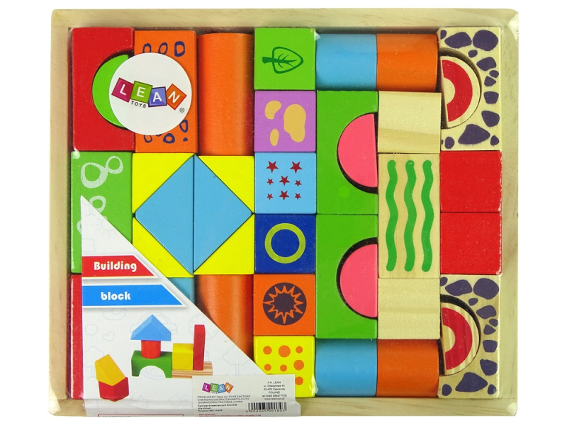 LEAN Toys Sada dřevěných kostek se zvířátky Hrad v batohu