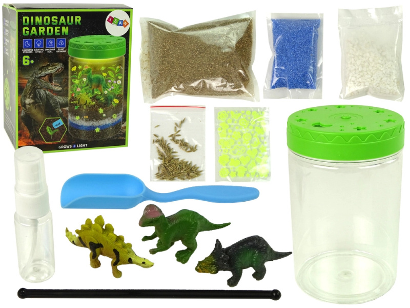 Světelná dekorace Dino zahrada ve sklenici