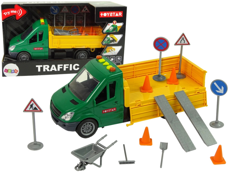 LEANToys Silniční auto s příslušenstvím na setrvačník