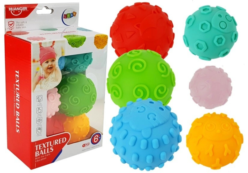 Lean Toys Kuličky různé velikosti a struktury pro miminko 6 ks