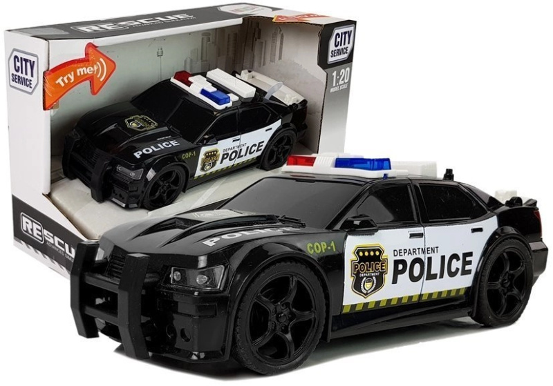 LEANToys Dětské policejní auto se zvuky a světly černobílé