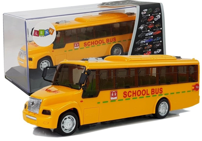 Lean Toys Školní autobus Spring Drive. Světla a zvuky. Otevírání dveří
