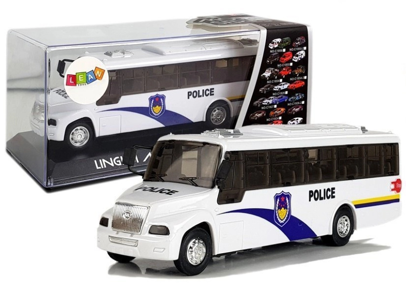 Lean Toys Bílý dvoupatrový policejní autobus se zvukem