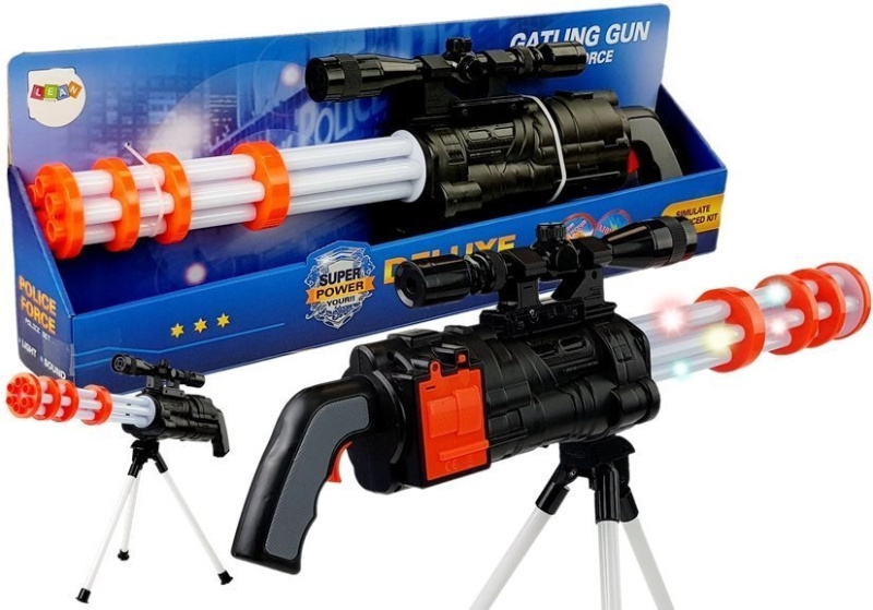 LEANToys Bateriová odstřelovací krabice Rotační canón Police 62 cm