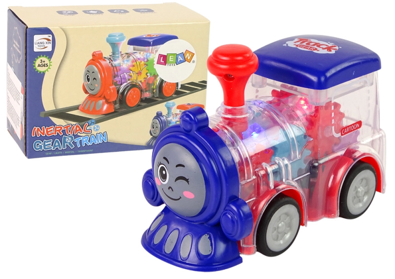 Lean Toys Transparentní třecí pohon LED lokomotivy