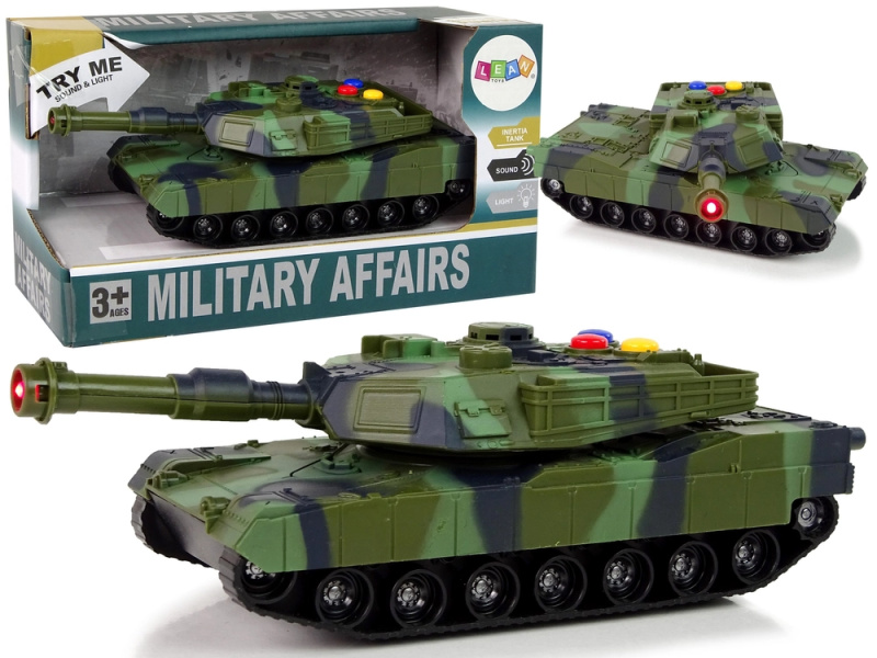 LEANToys Vojenský tank se zvukem a světlem tmavě zelený