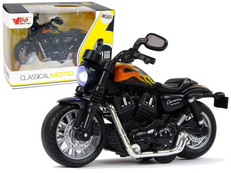 Champion Motocykl černý 1:14 Drive Pull-Back Sound Lights