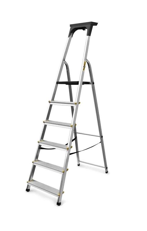 Hliníkový žebřík s policí, 6 stupňů, 3,19m, max. zátěž 150 kg