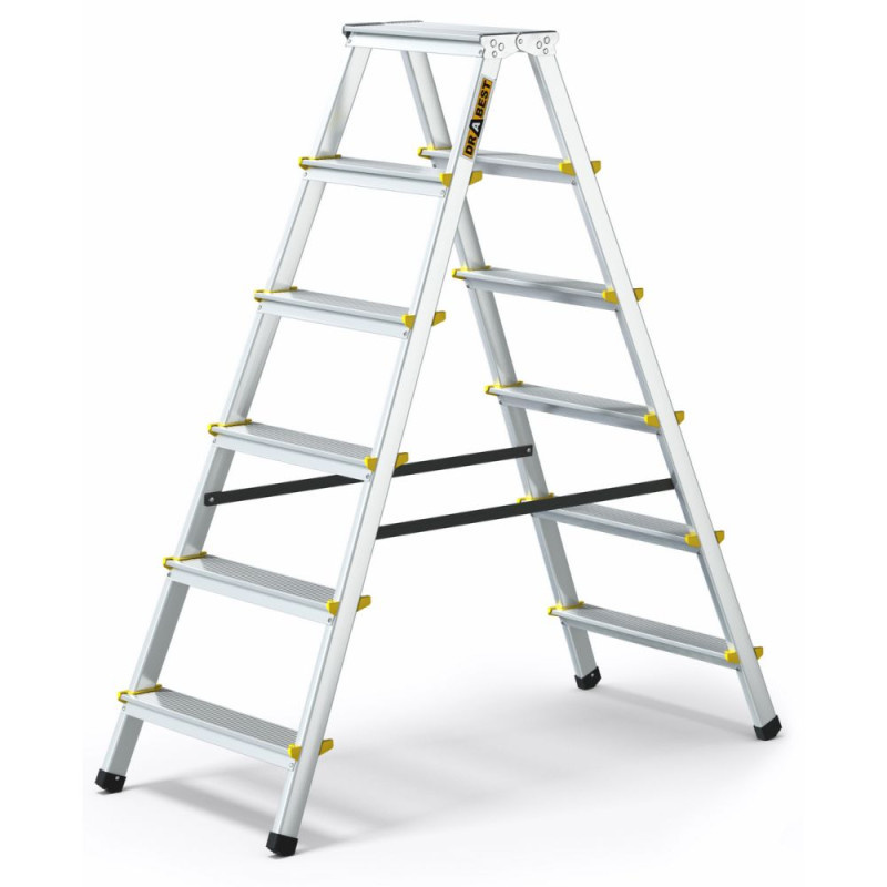 Hliníkové štafle oboustranné, 2x6 stupňů, 2,83 m, max. zátěž 150 kg