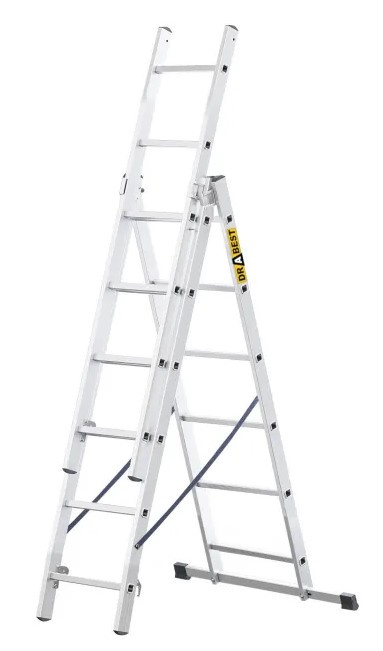 Hliníkový trojdílný žebřík, 3x6 stupňů, 2,97 m, max. zátěž 150 kg
