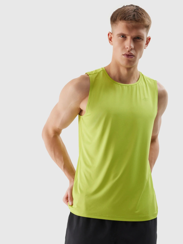 Pánský sportovní tank top regular z recyklovaných materiálů 4F - šťavnatý zelený Velikost: L